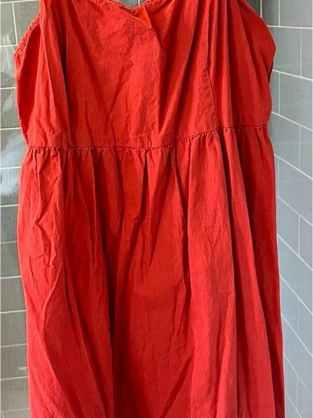 Retroda Rust Orange Tiered Midi Dress